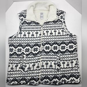 Keren Hart Vest‎ 1X Sherpa Lined Fleece Nordic Fair Isle Winter Warm